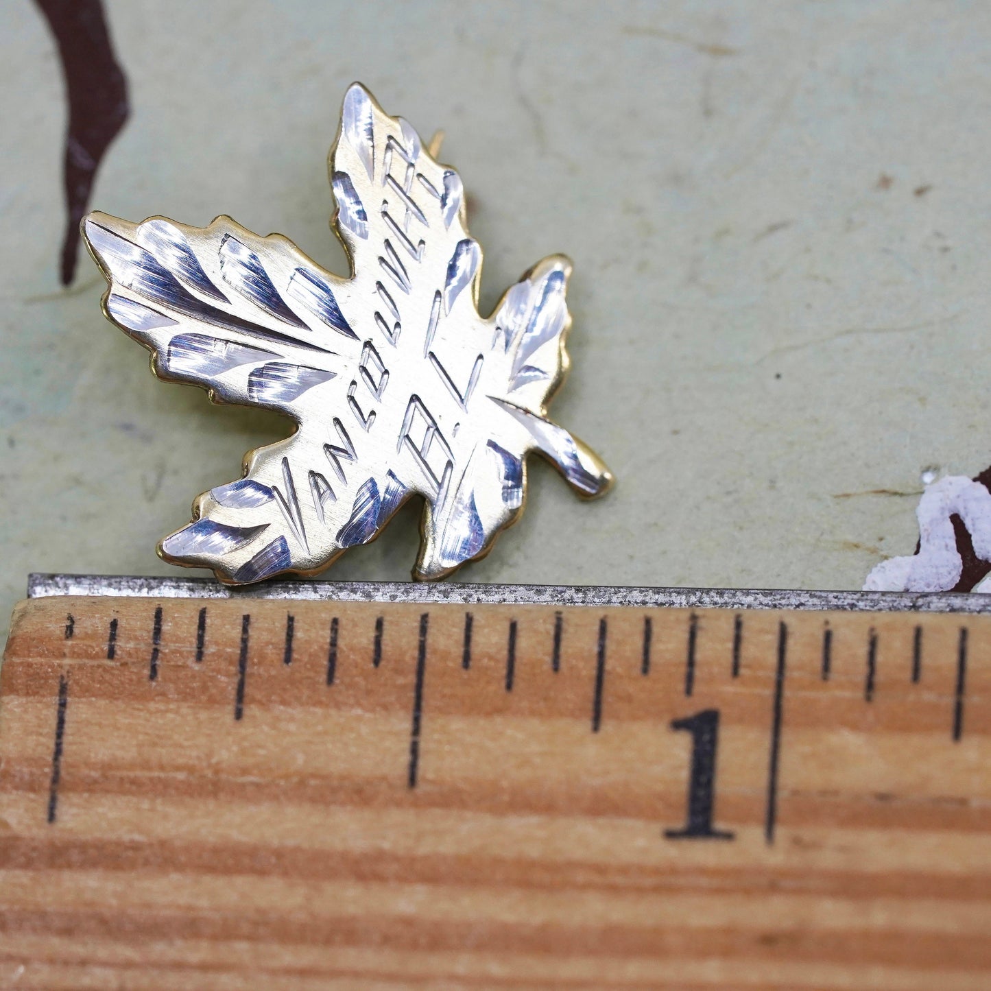 Vintage Sterling silver handmade brooch, 925 maple leaf pin