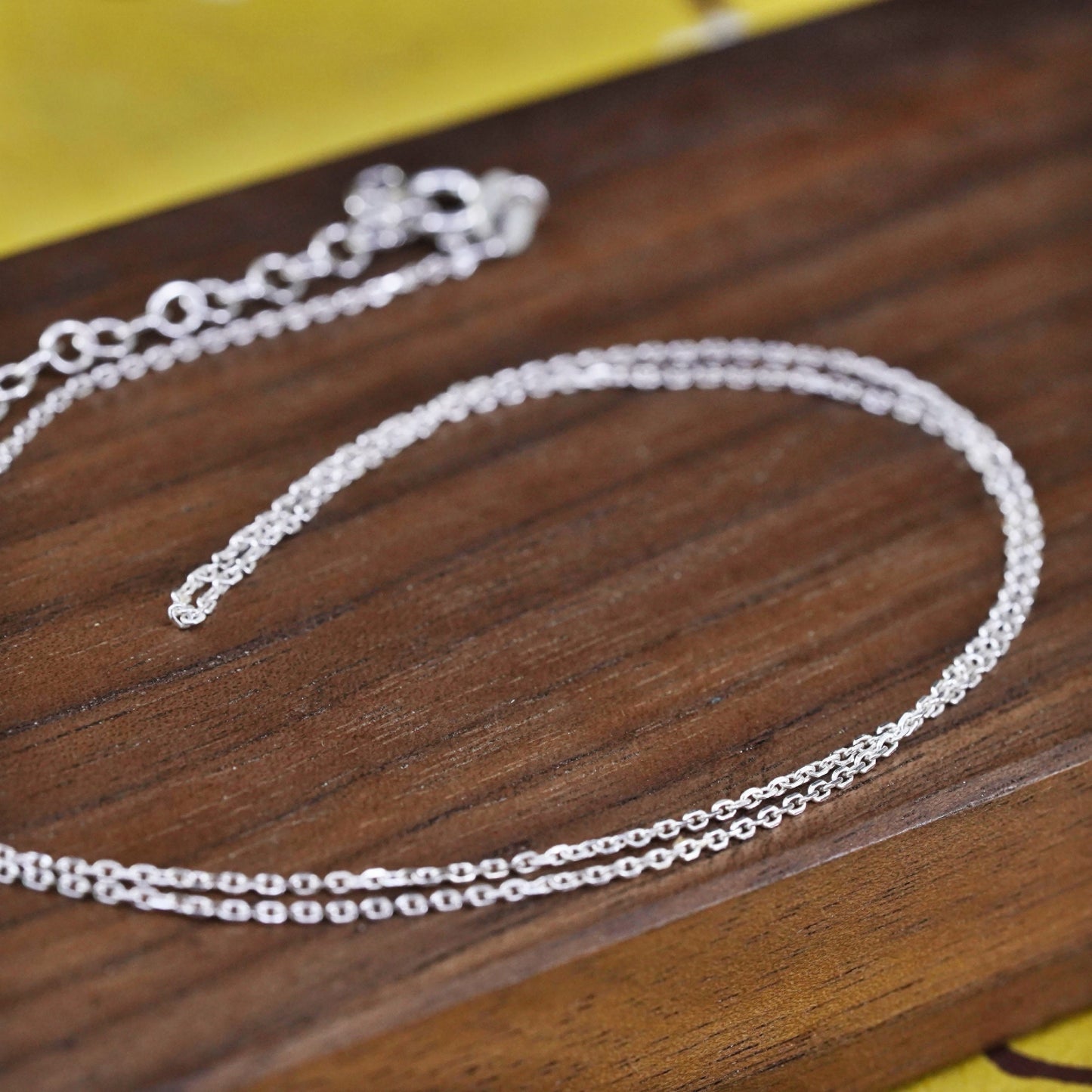 18+2" 1.6mm, vintage Sterling silver necklace, 925 circle link chain