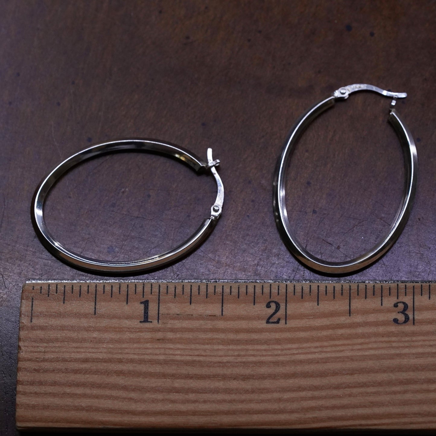 1.5”, vintage Sterling silver handmade earrings, 925 hoops, huggie