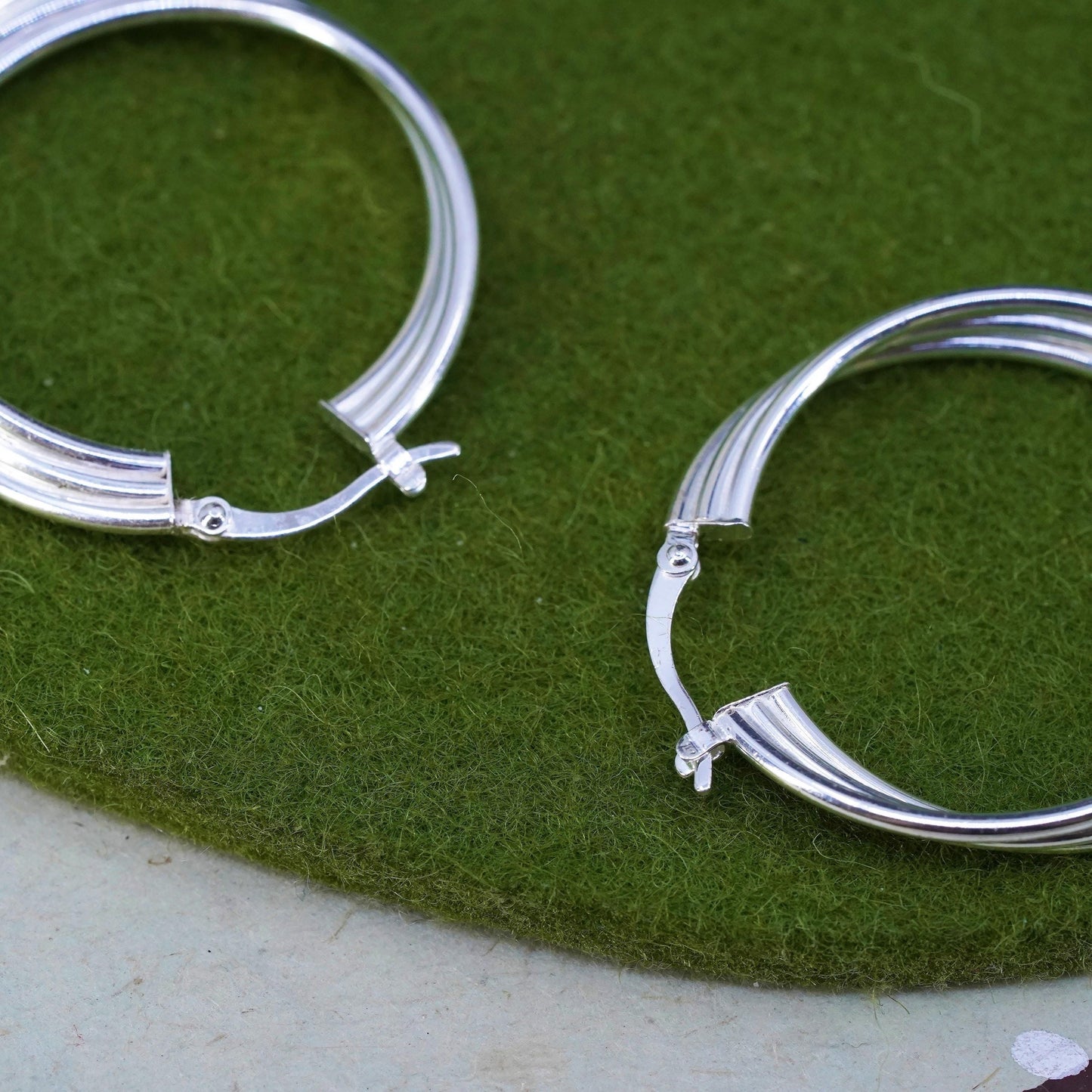 1.25", Vintage sterling silver loop earrings, twisted primitive hoops