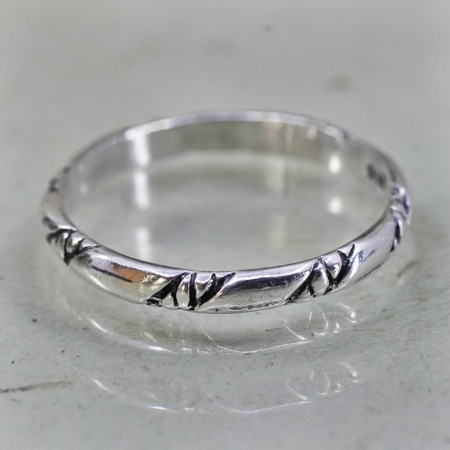 Size 12.25, vintage sterling silver handmade ring, 925 thin stackable band
