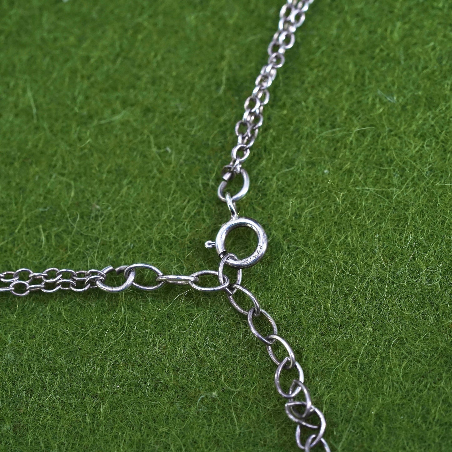 16+1", sterling 925 silver double strands chain necklace with circle pendant