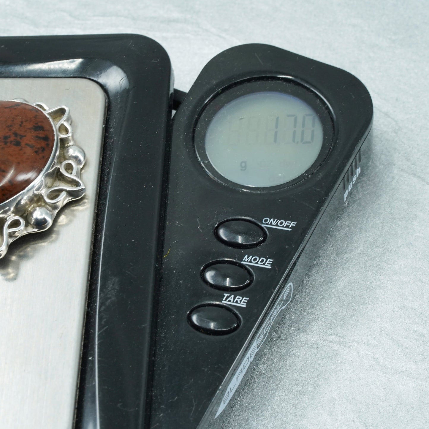 Vintage Mexican sterling 925 silver handmade pendant with oval jasper and beads