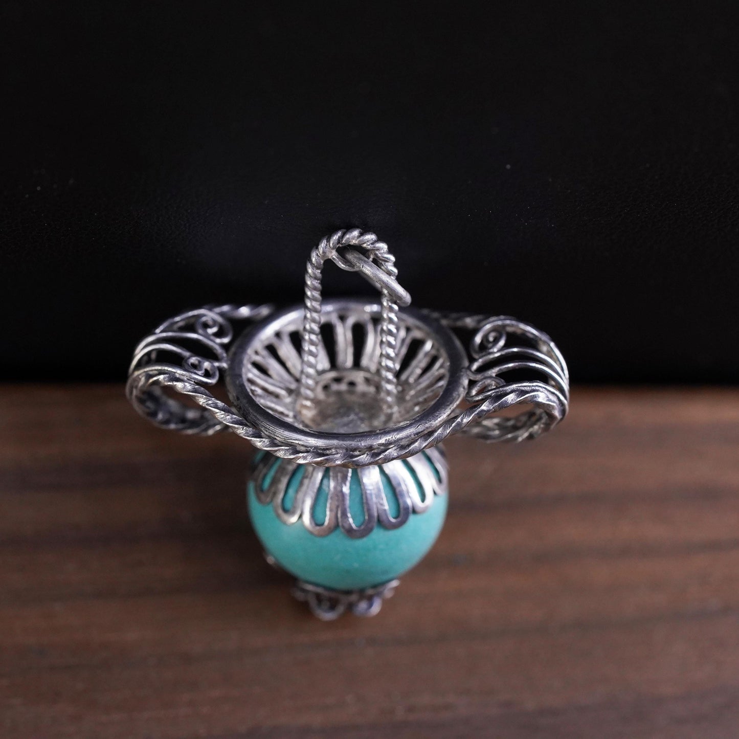 Southwestern Sterling silver handmade pendant, 925 filigree with turquoise