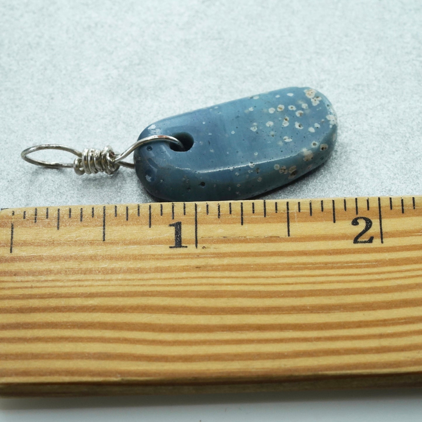 Vintage sterling 925 silver handmade charm pendant with nugget blue jasper