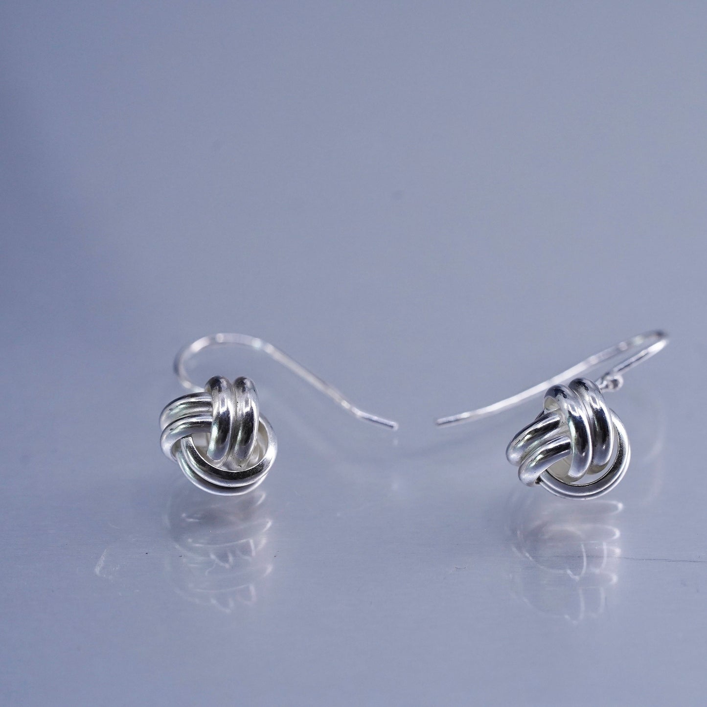 Vintage Sterling 925 silver handmade entwinted bead earrings