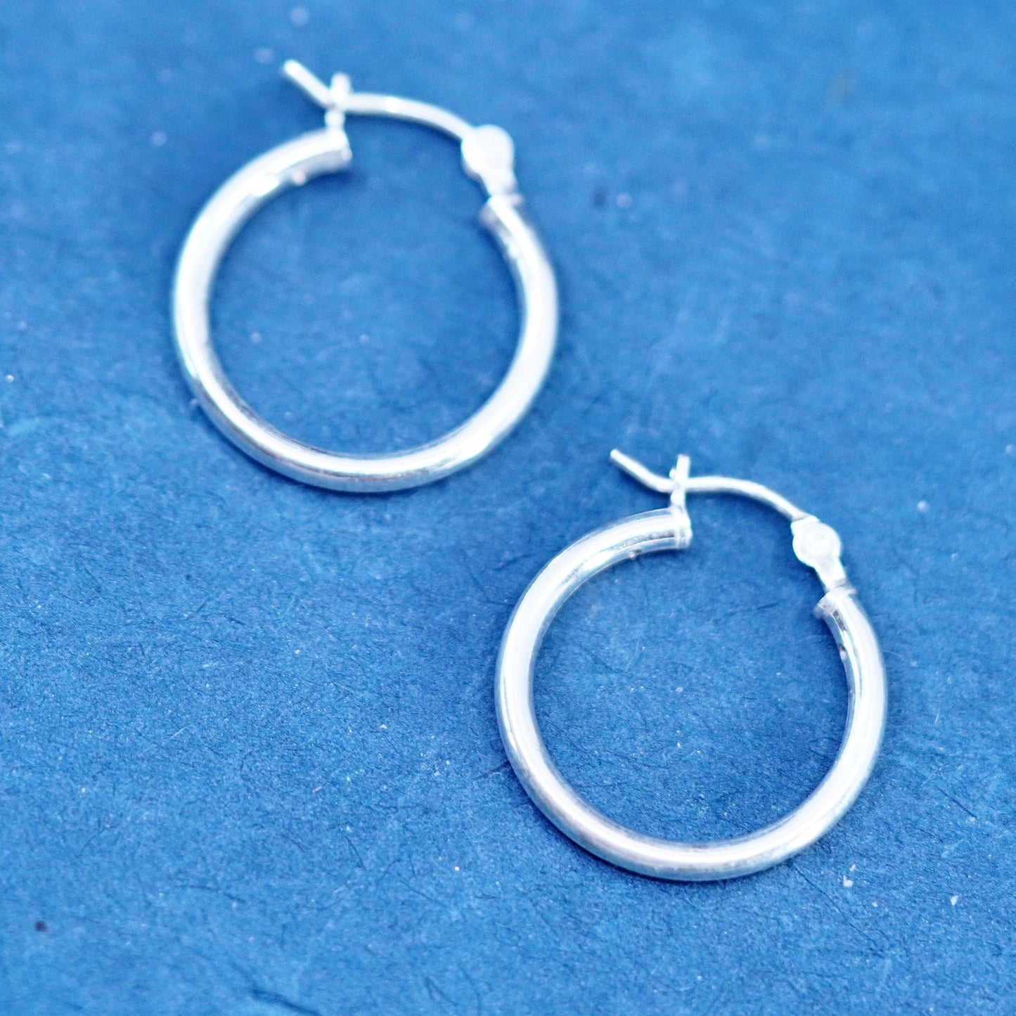 0.75”, vintage Sterling silver handmade hoop earrings, Modern 925 huggie