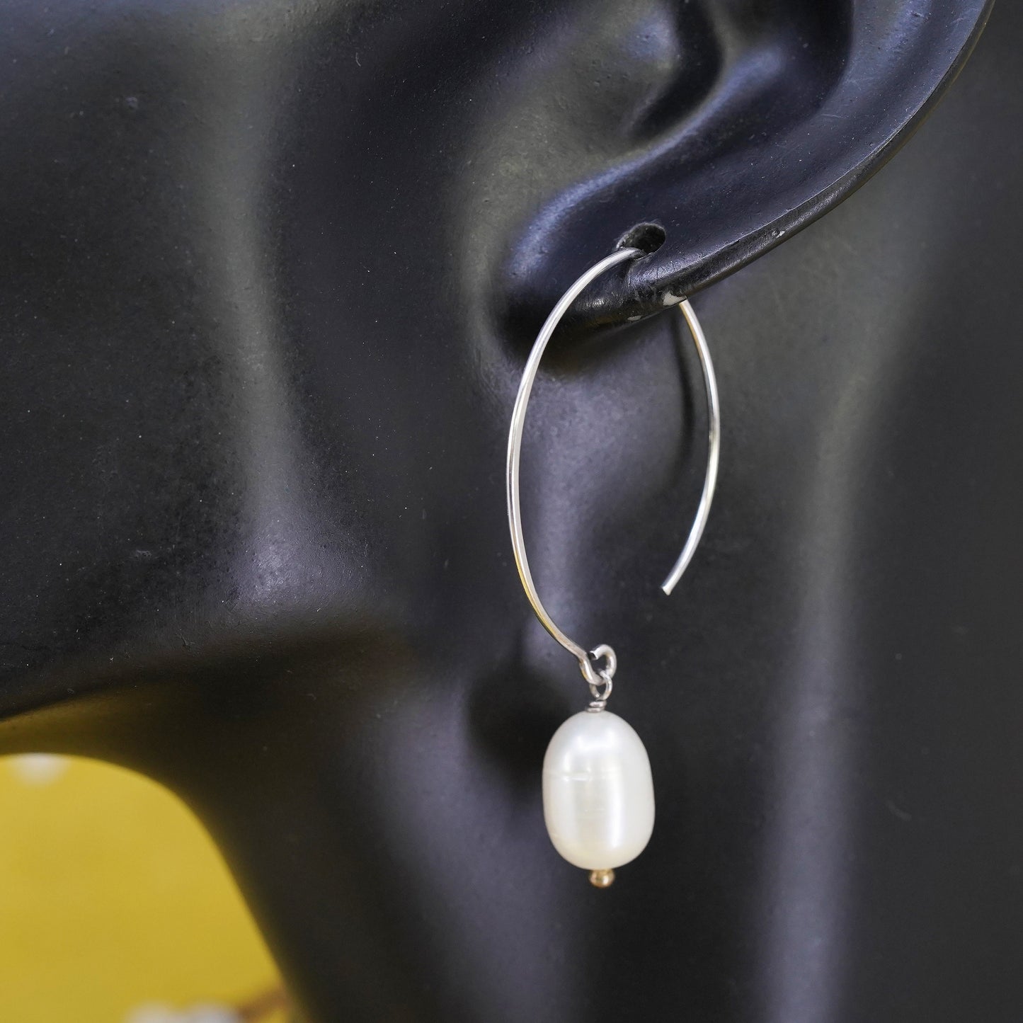 Vintage Sterling silver handmade earrings, 925 hooks with pearl drops