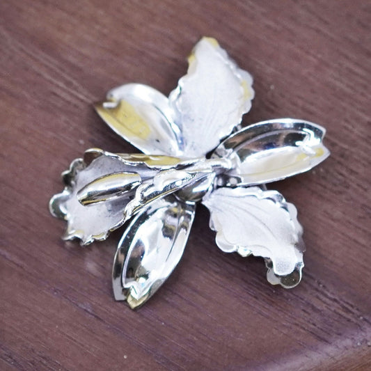 Vintage Bond Boyd handmade sterling 925 silver orchid flower brooch
