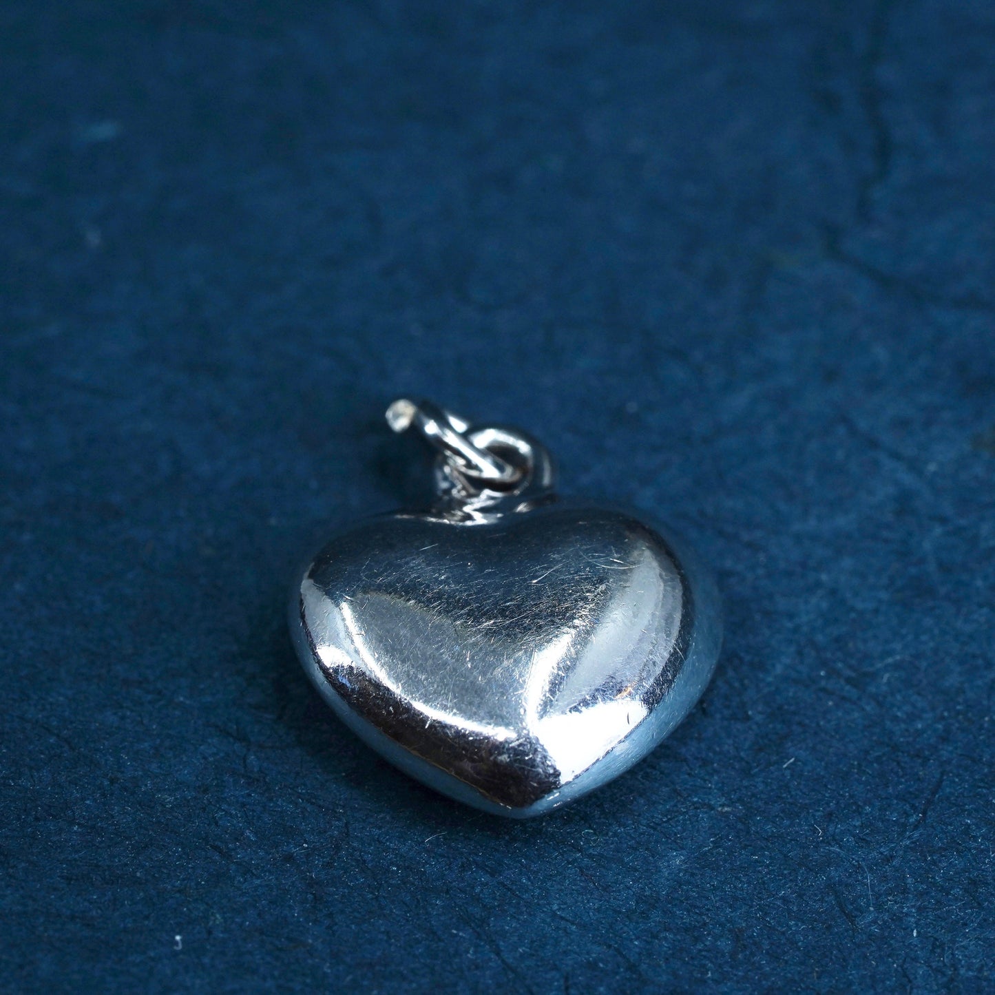 Vintage Sterling silver handmade pendant, puffy 925 silver heart