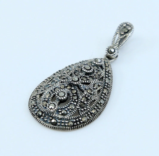 VTG sterling silver handmade pendant, 925 with marcasite