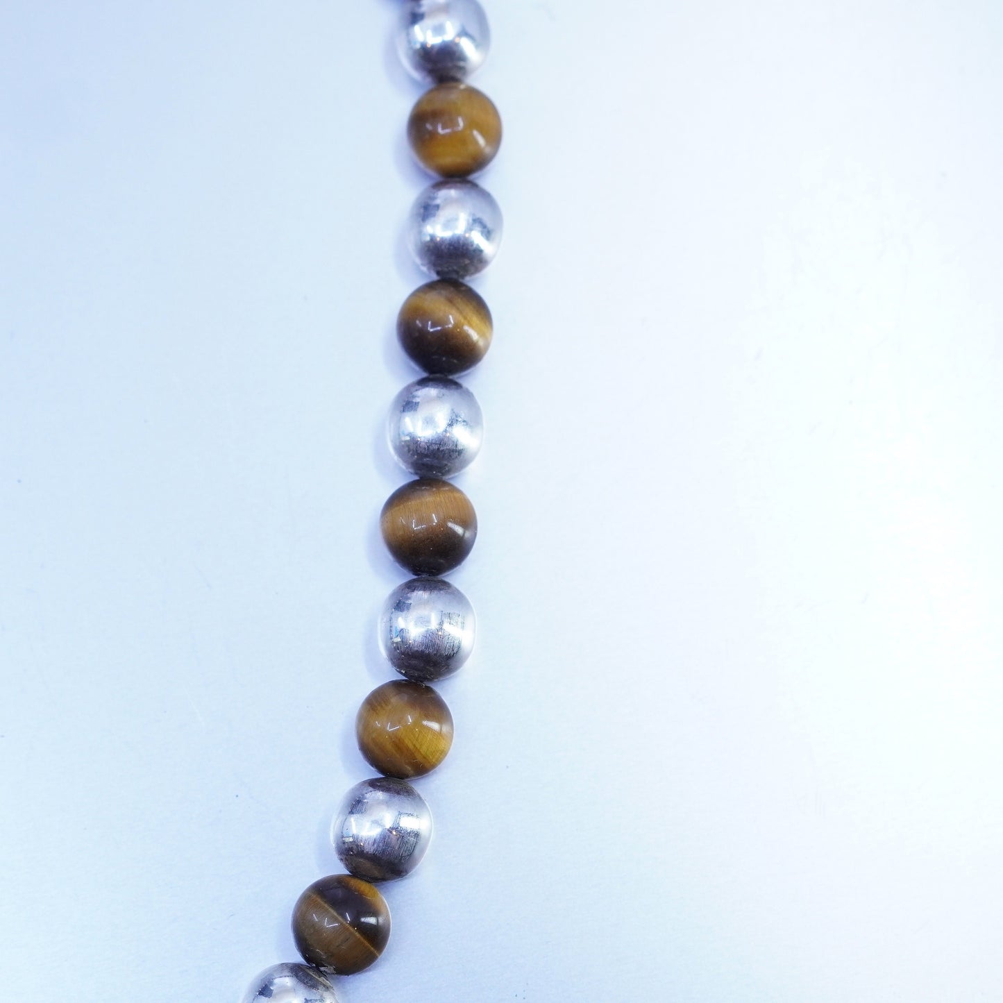 24”, Taxco Mexico Sterling 925 silver necklace with golden tiger eye beads