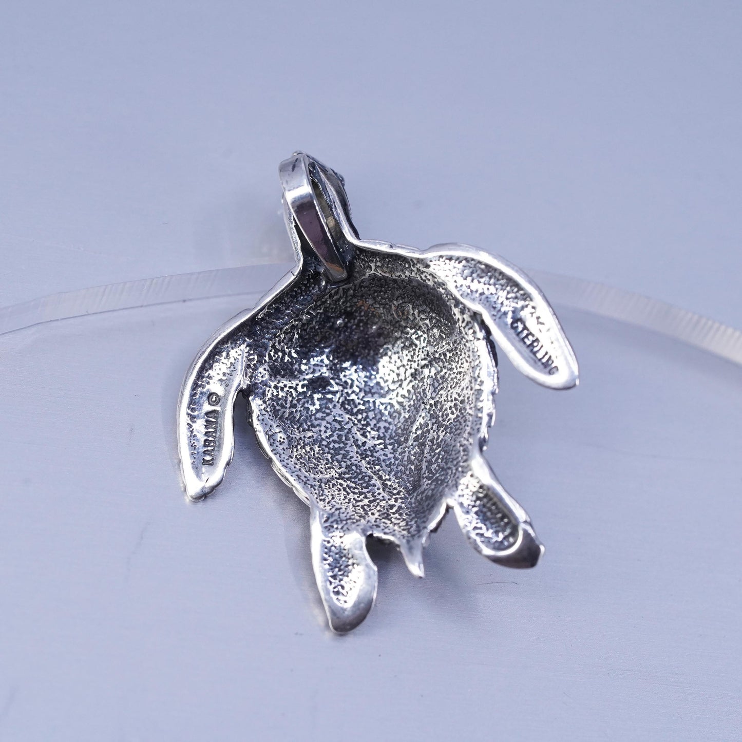 Vintage Kabana Sterling silver handmade simple 925 sea turtle charm pendant