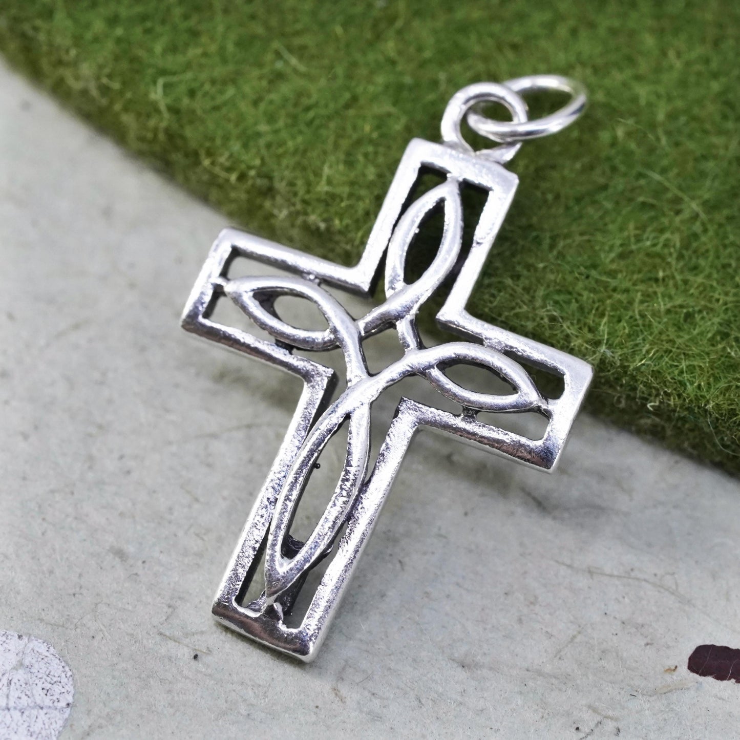 Vintage sterling silver handmade pendant, 925 Irish Celtic cross