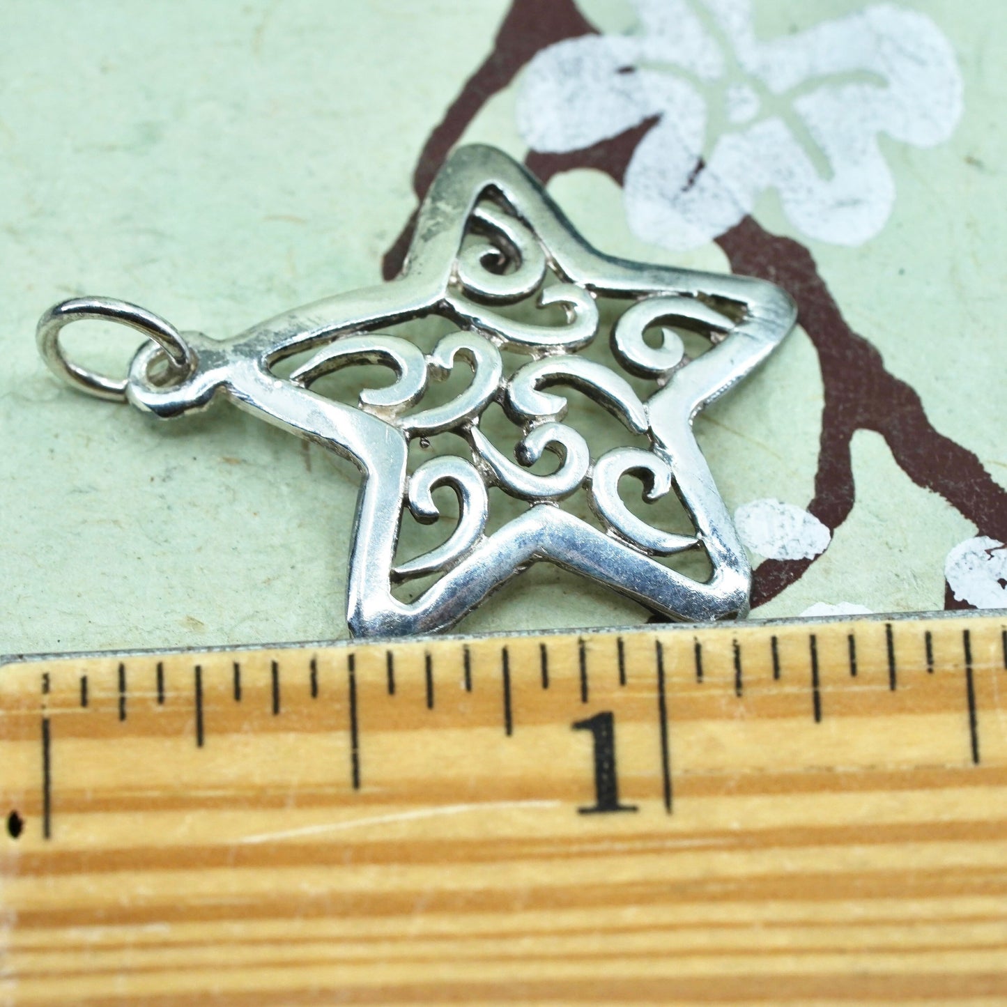 Vintage Sterling silver handmade pendant, filigree 925 silver starfish