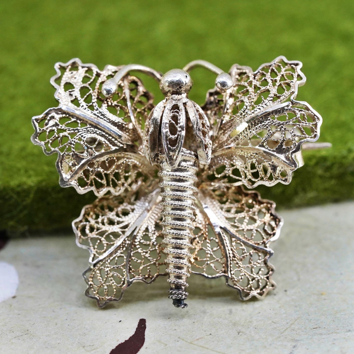 Native American vintage Sterling silver brooch, 925 silver butterfly brooch