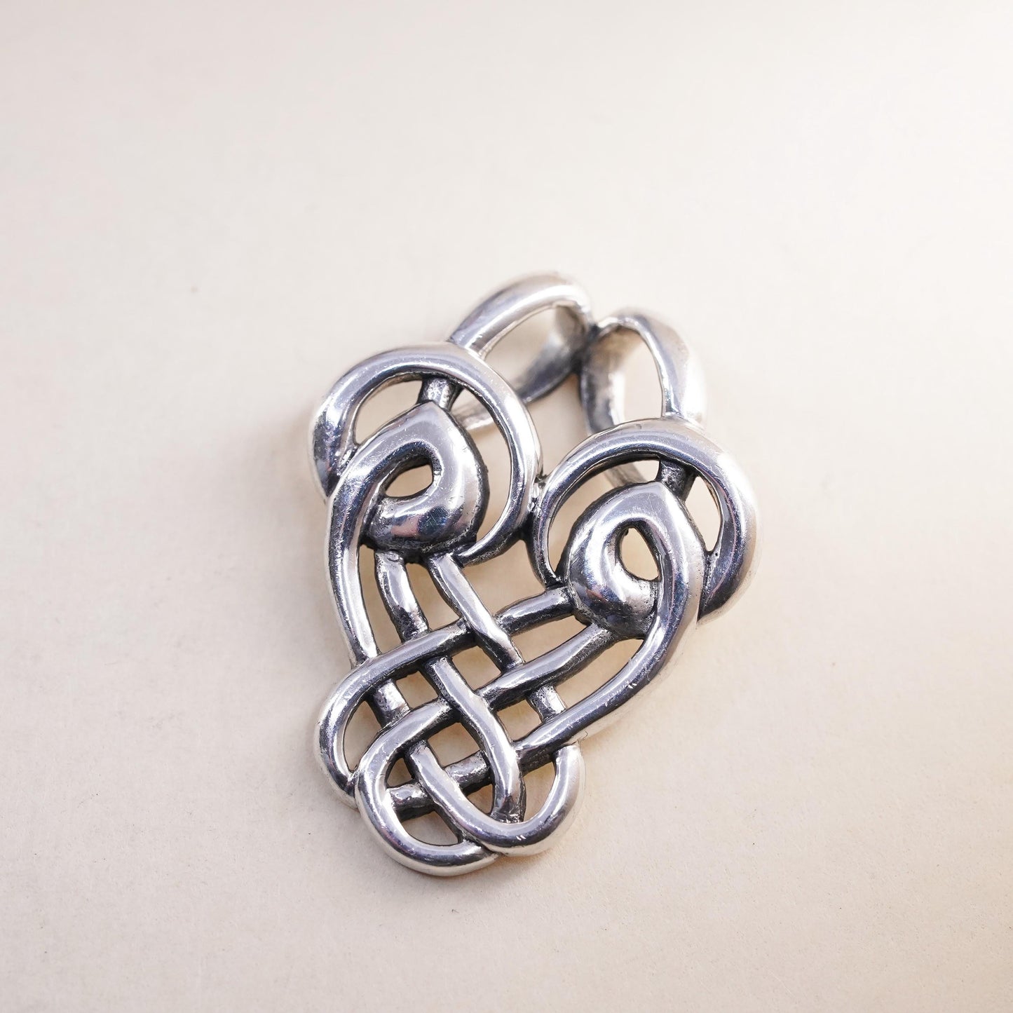 vintage sterling silver handmade pendant, 925 silver Irish Celtic knot charm