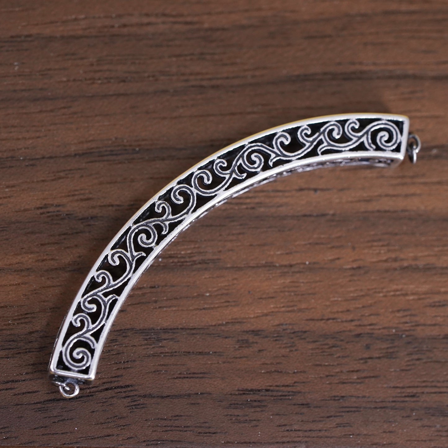 Vintage Sterling silver handmade pendant, 925 filigree curve