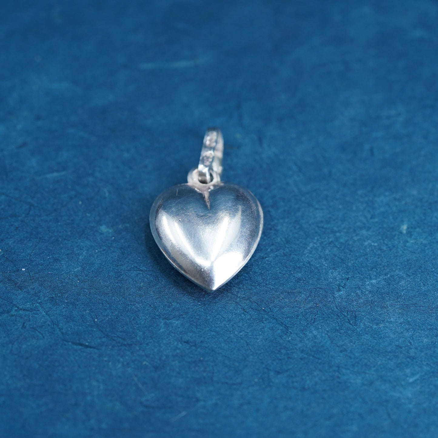 Vintage Sterling silver handmade pendant, puffy 925 heart, stamped 925