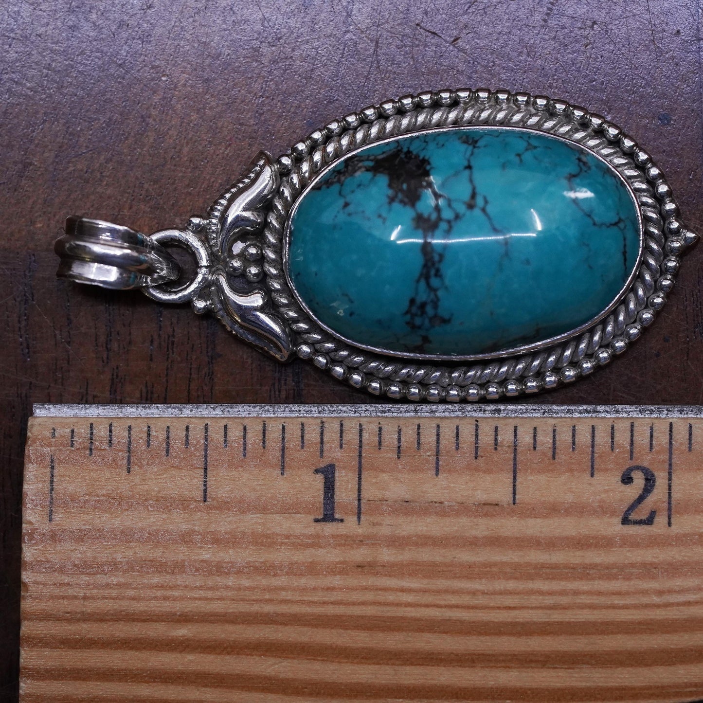 Native American Lee Brown Sterling silver 925 pendant kingman turquoise beads