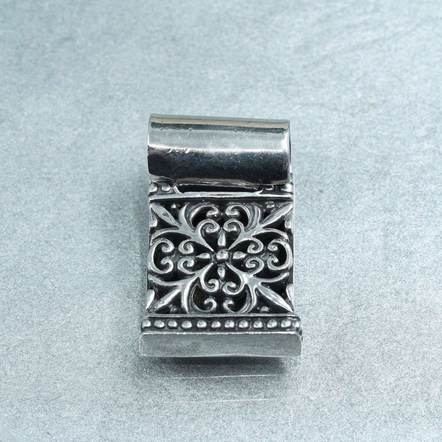 Vintage sterling 925 silver handmade filigree square pendant