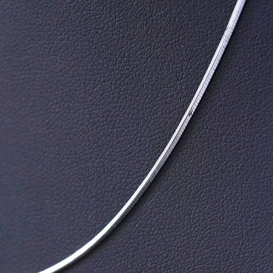 18”, 1mm, Vintage sterling silver square snake chain, Italy 925 necklace