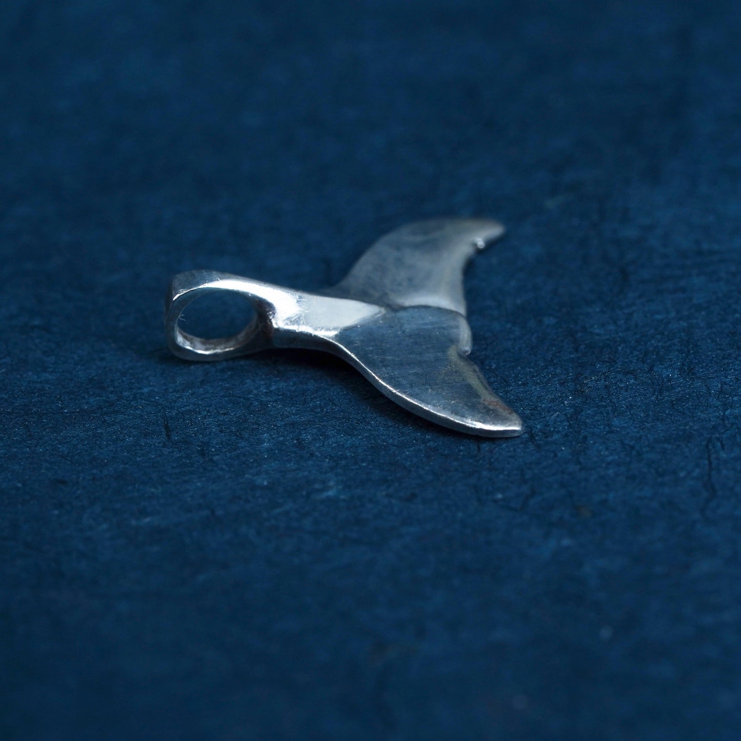 vintage Sterling 925 silver handmade whale dolphin tail pendant