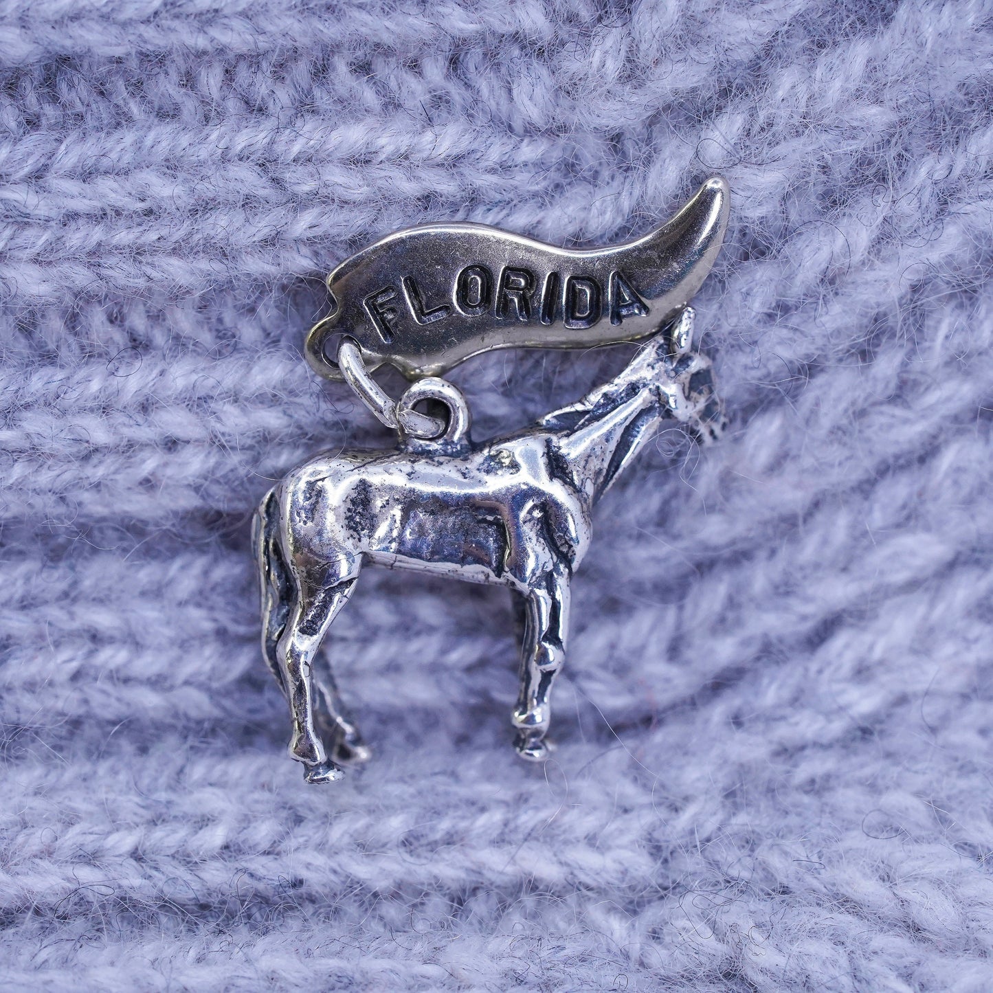 Vintage sterling silver handmade pendant, 925 horse charm