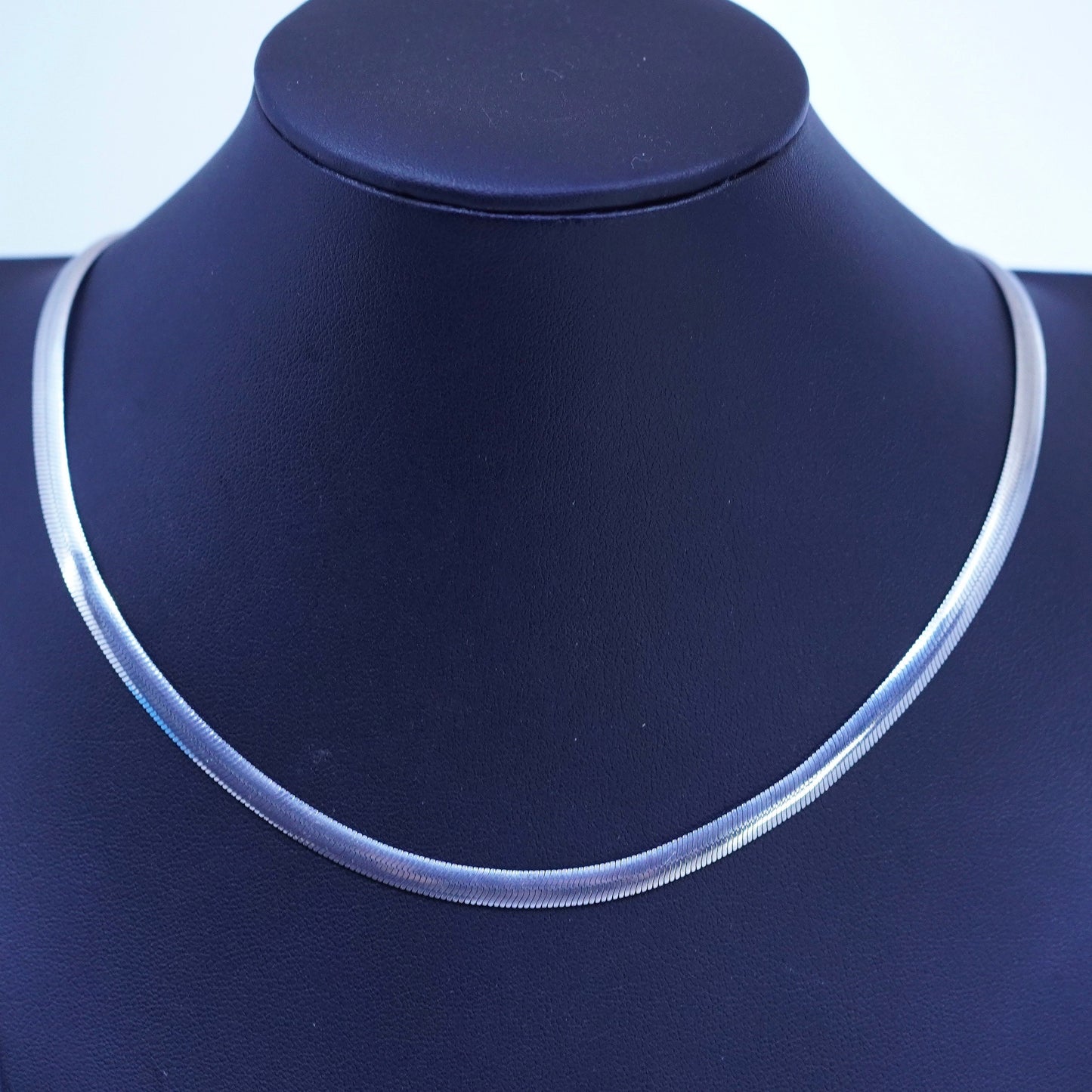 18” 6mm, vintage Italian Sterling 925 silver flatten snake chain necklace