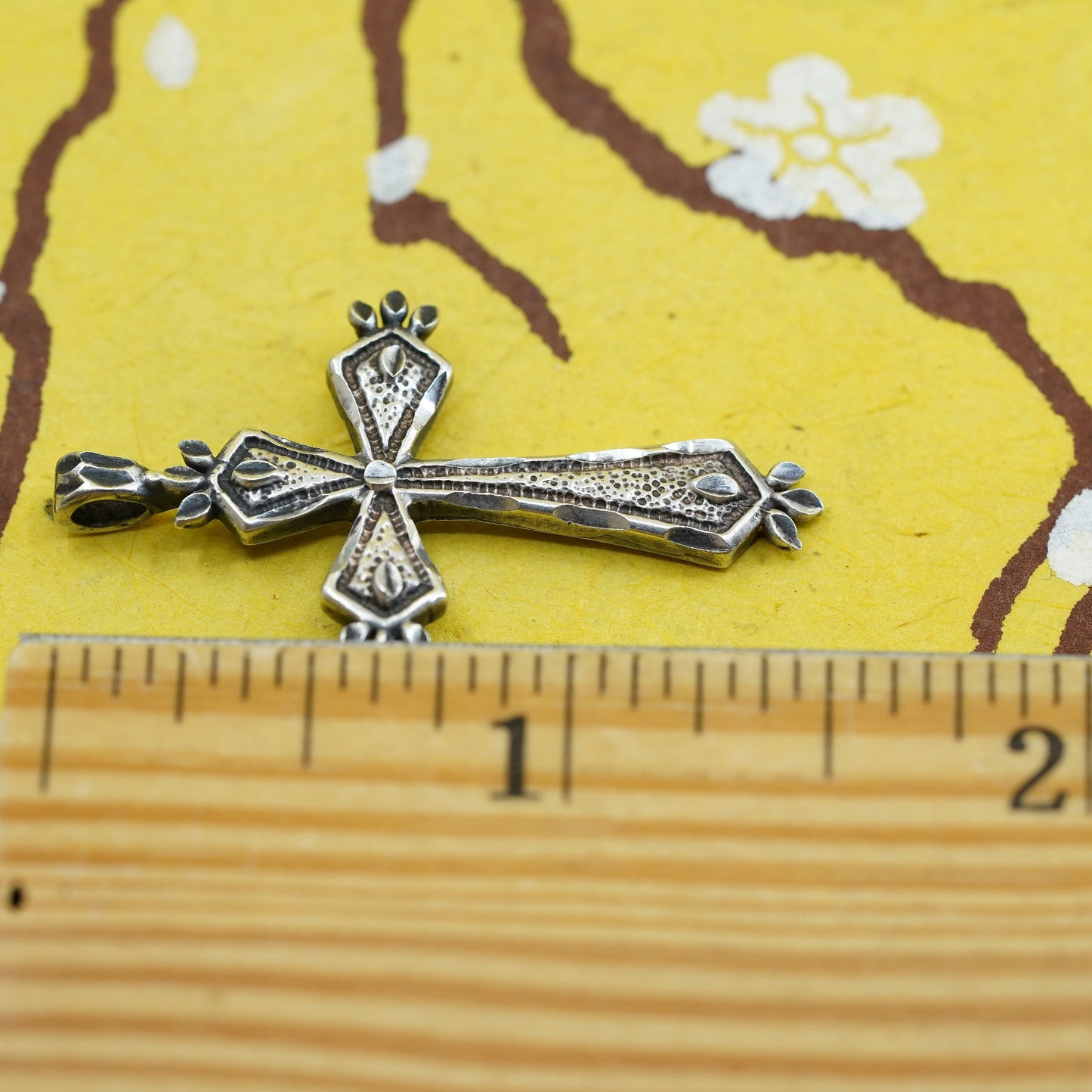 Vintage southwestern Sterling silver handmade pendant, 925 textured cross