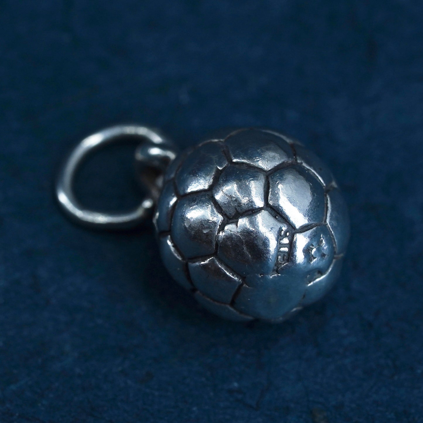 Sterling silver handmade pendant, solid 925 silver football , soccer charm