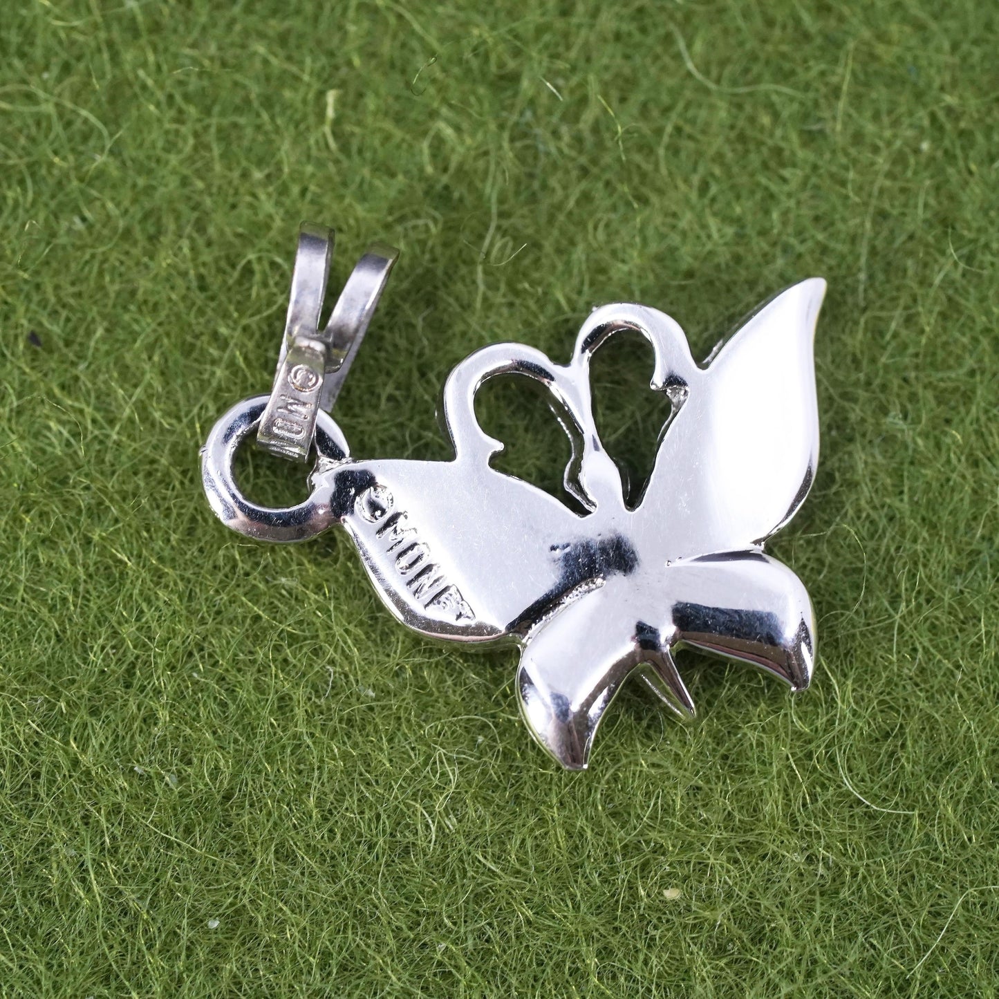 Vintage sterling silver butterfly pendant, 925 handmade charm