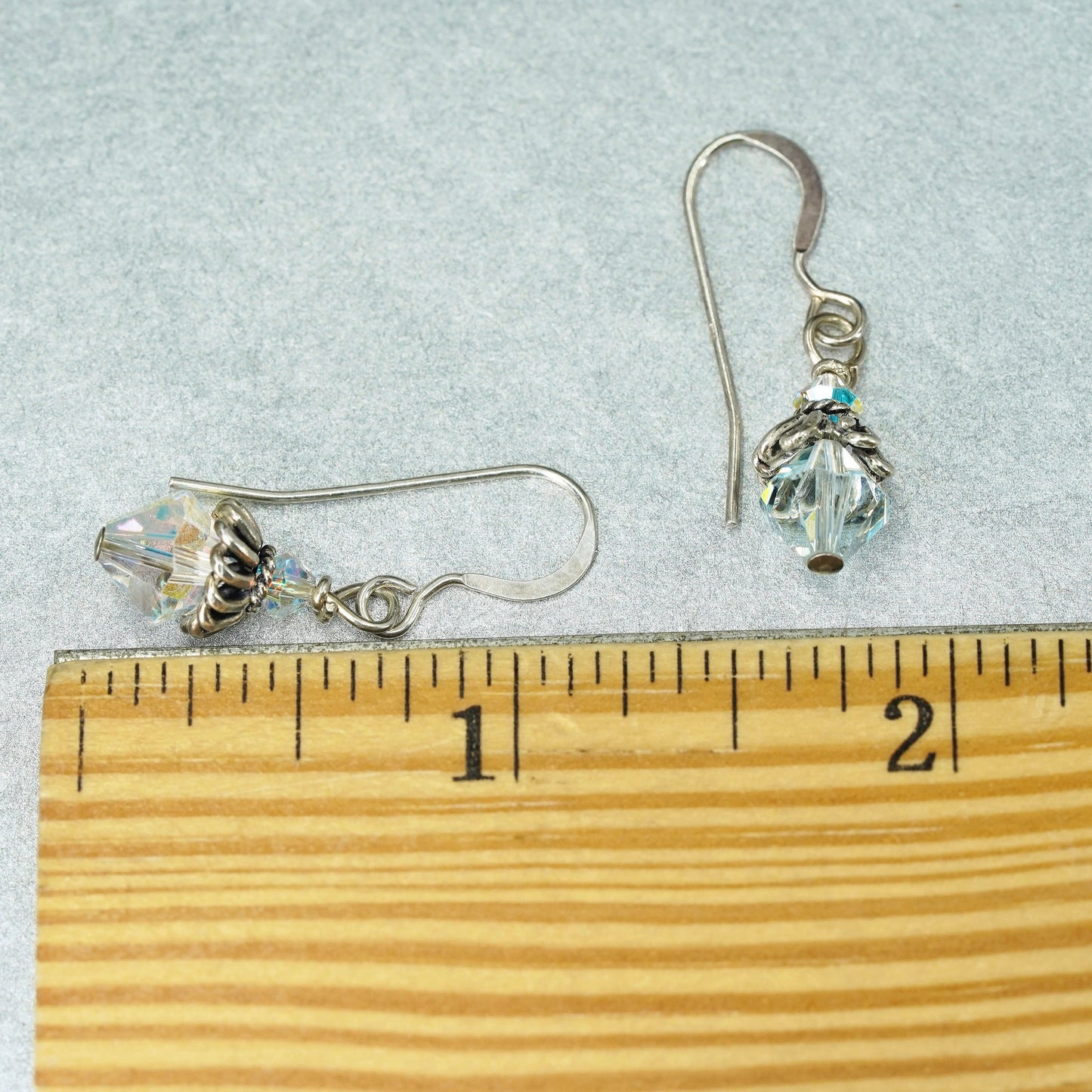 Vintage Sterling 925 silver handmade earrings with crystal beads