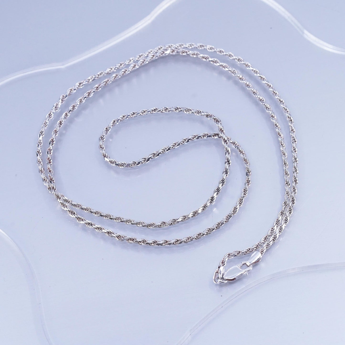 30” 2mm, vintage Sterling 925 silver bold rope chain necklace