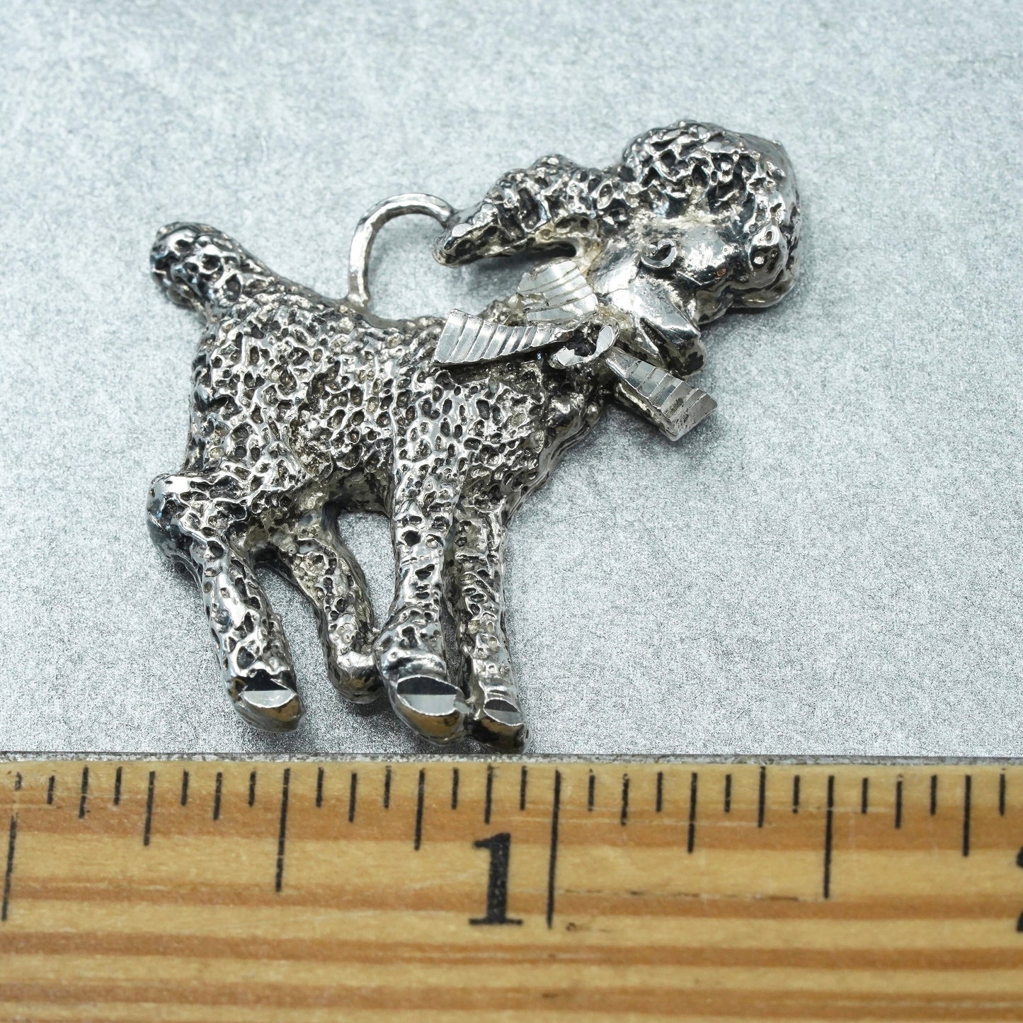 Vintage Sterling silver handmade charm, 925 lamb pendant