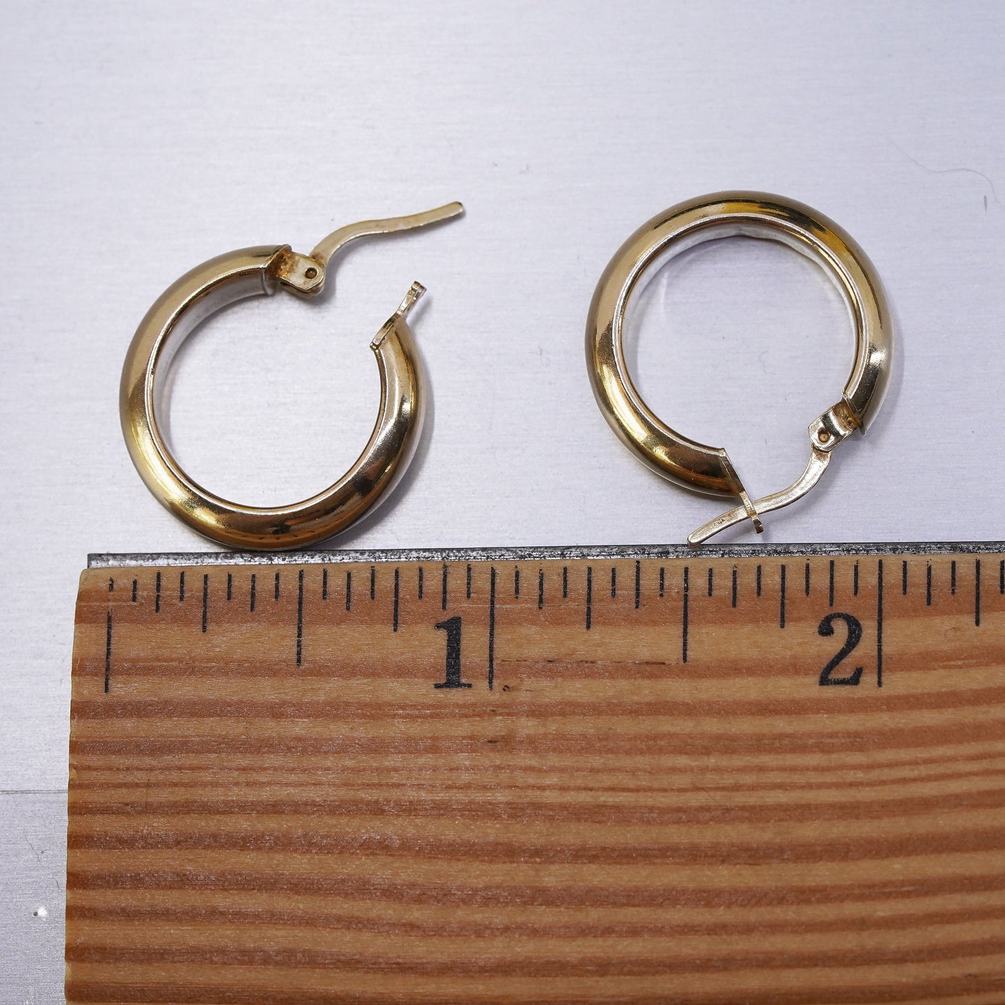 0.75”, Vintage vermeil gold over Sterling silver handmade earrings, 925 hoops