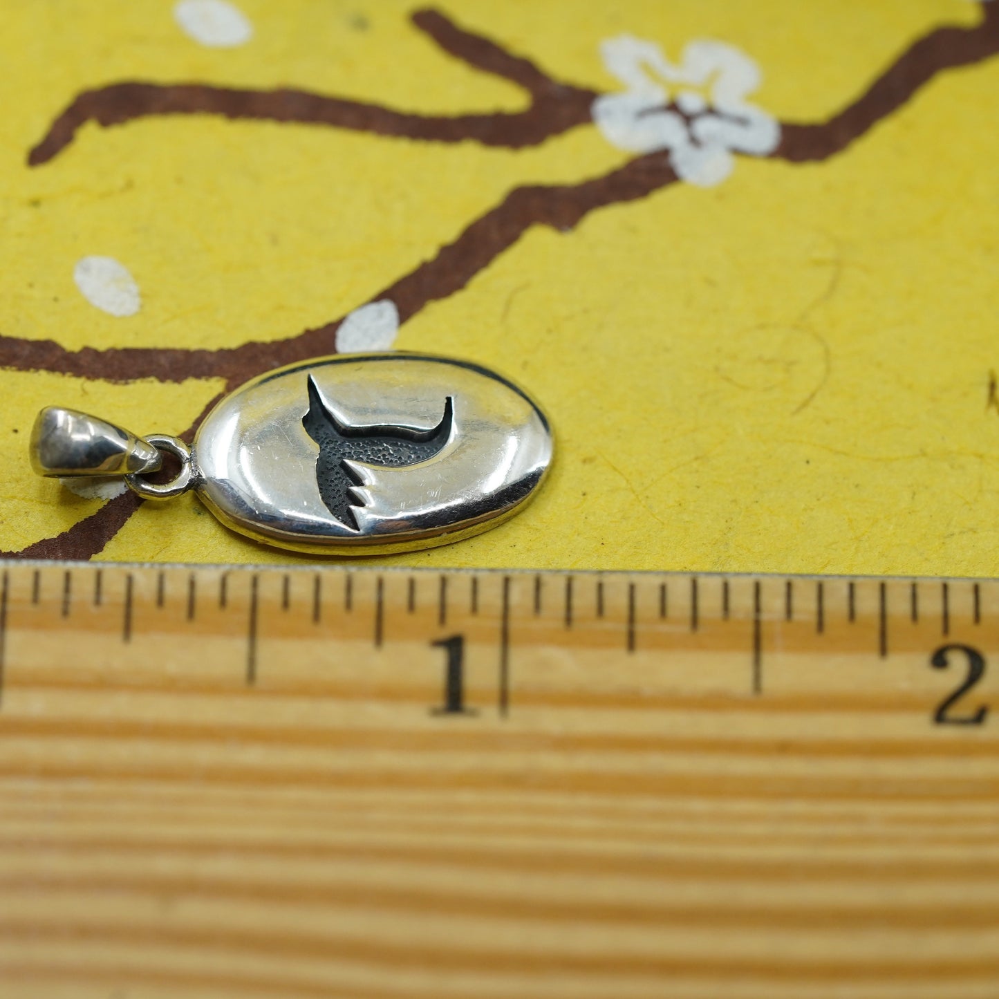 Vintage sterling silver pendant, 925 hummingbird bird tag