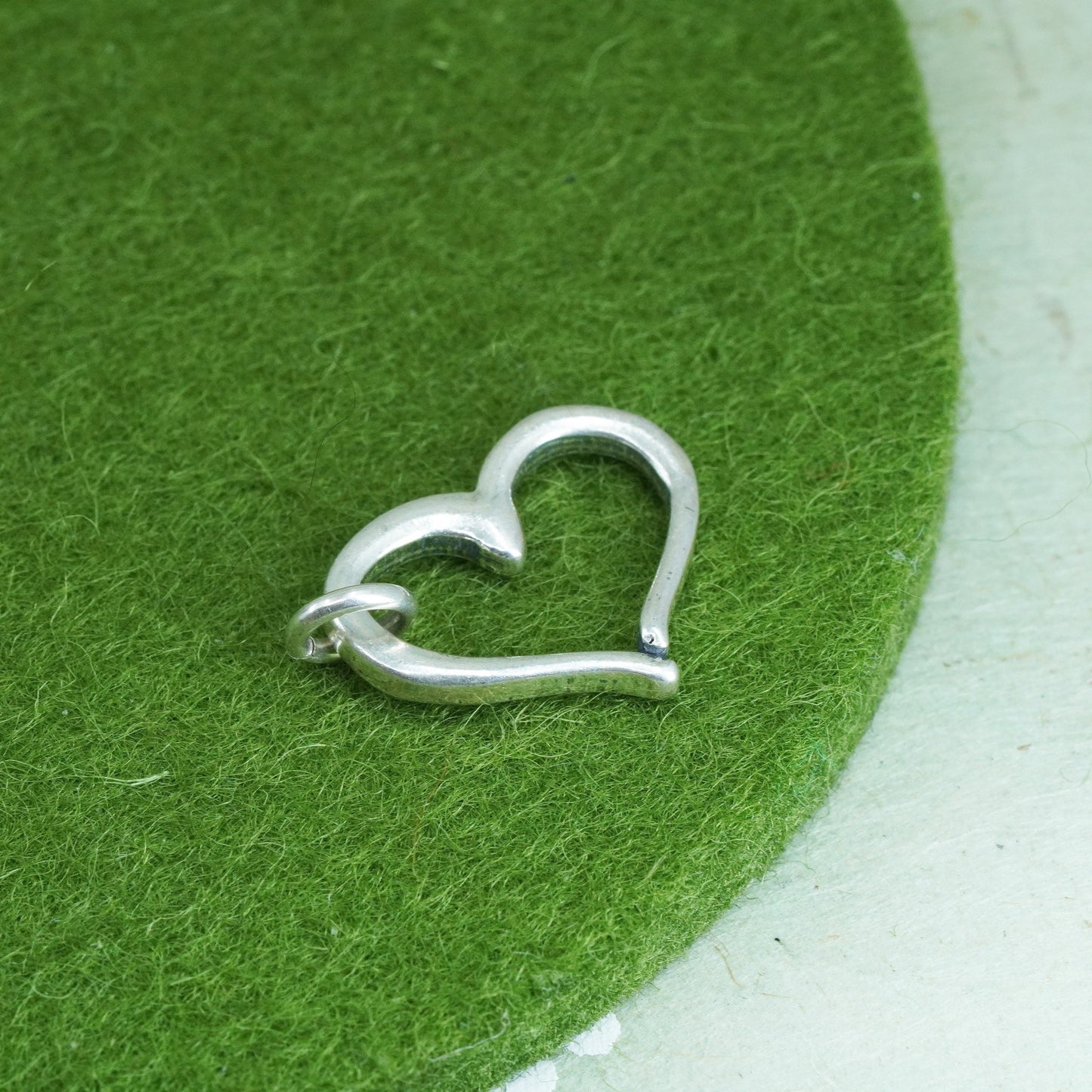 Vintage sterling silver heart charm, 925 silver charm pendant