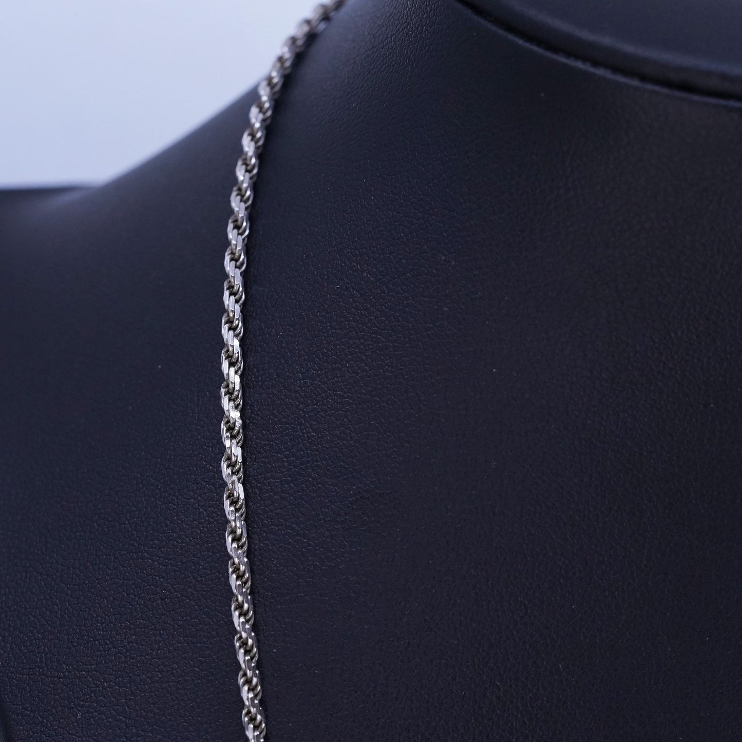 30” 2mm, vintage Sterling 925 silver bold rope chain necklace