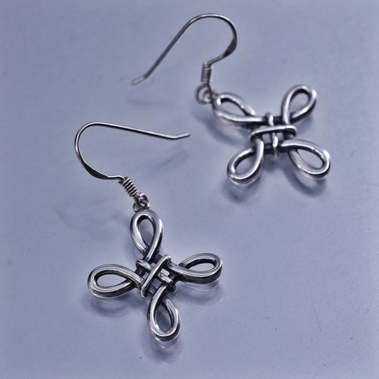 Vintage Irish Sterling 925 silver handmade filigree Celtic knot earrings