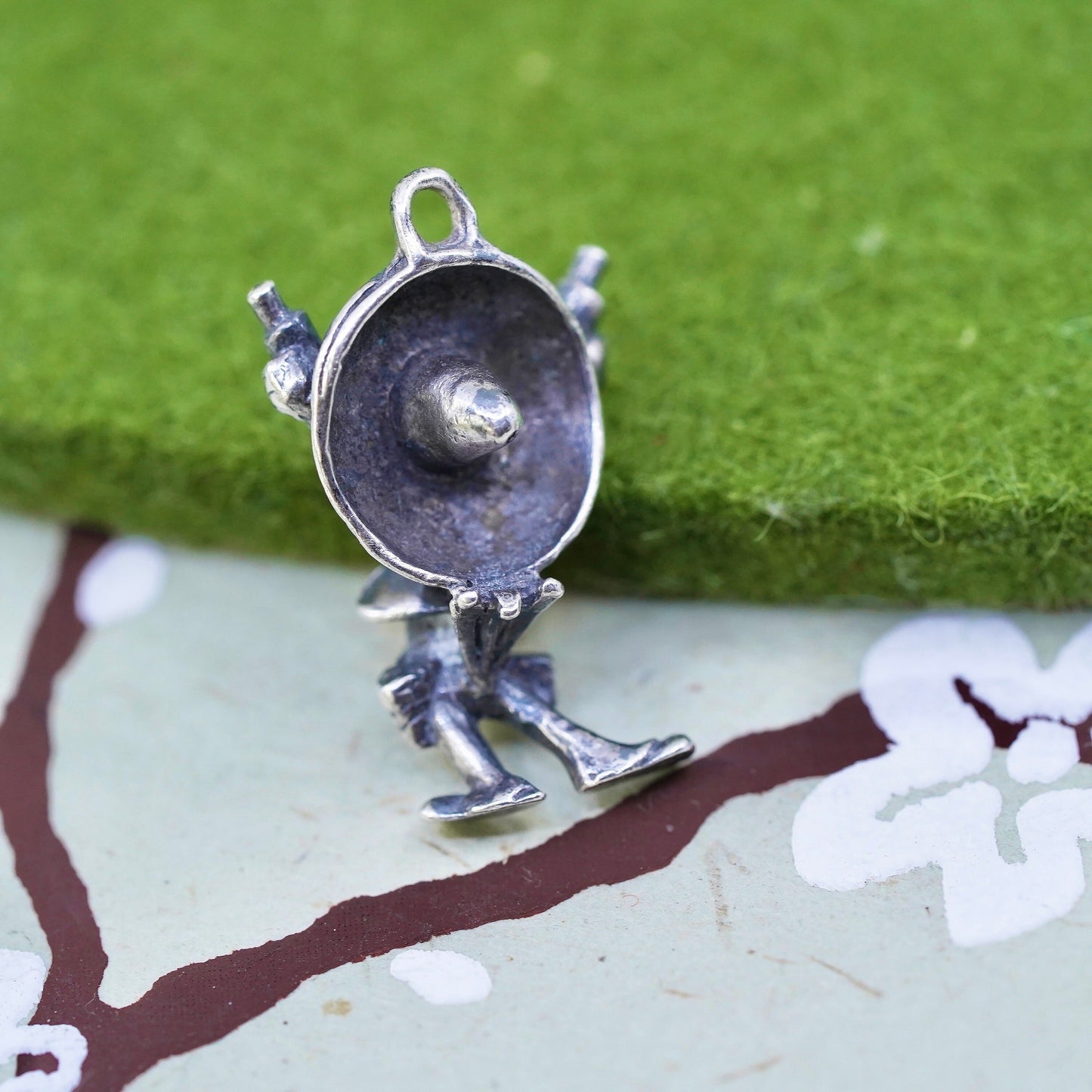 Vintage Sterling silver handmade pendant, 925 Yosemite Sam bird charm
