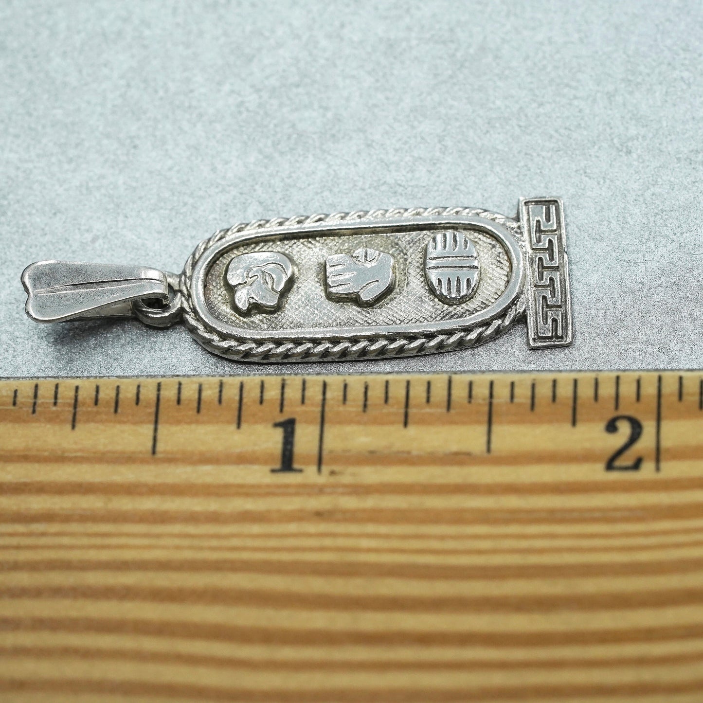 VTG Mexican sterling 925 silver handmade embossed mayan figure pendant charm
