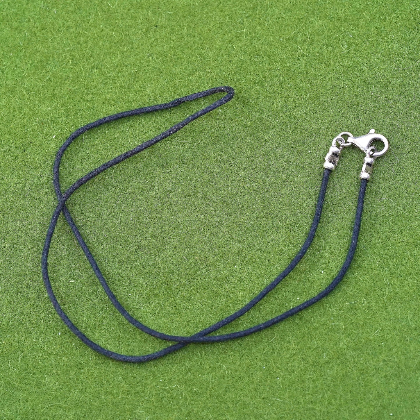 16" vintage Sterling 925 silver handmade necklace, black linen chain