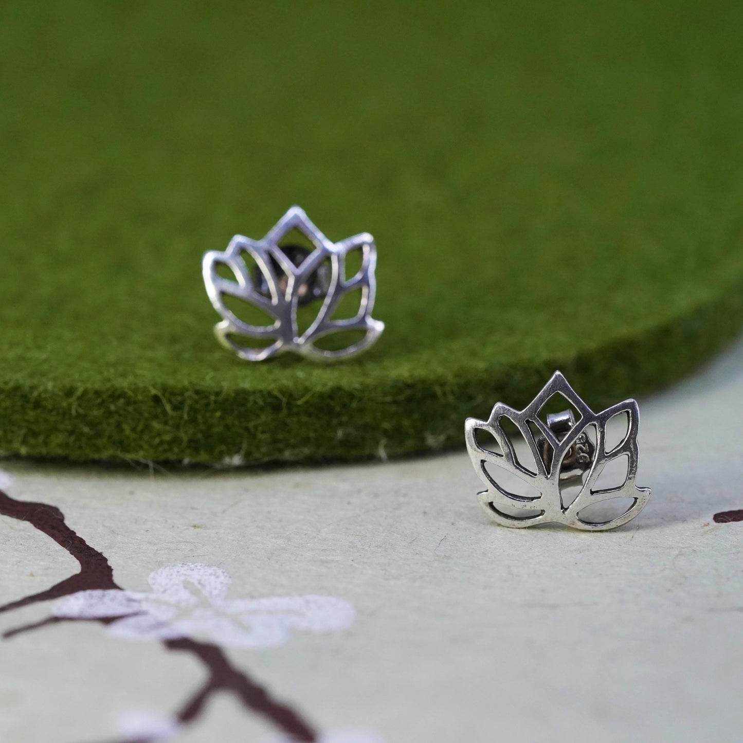 Vintage Sterling silver handmade earrings, 925 flower studs