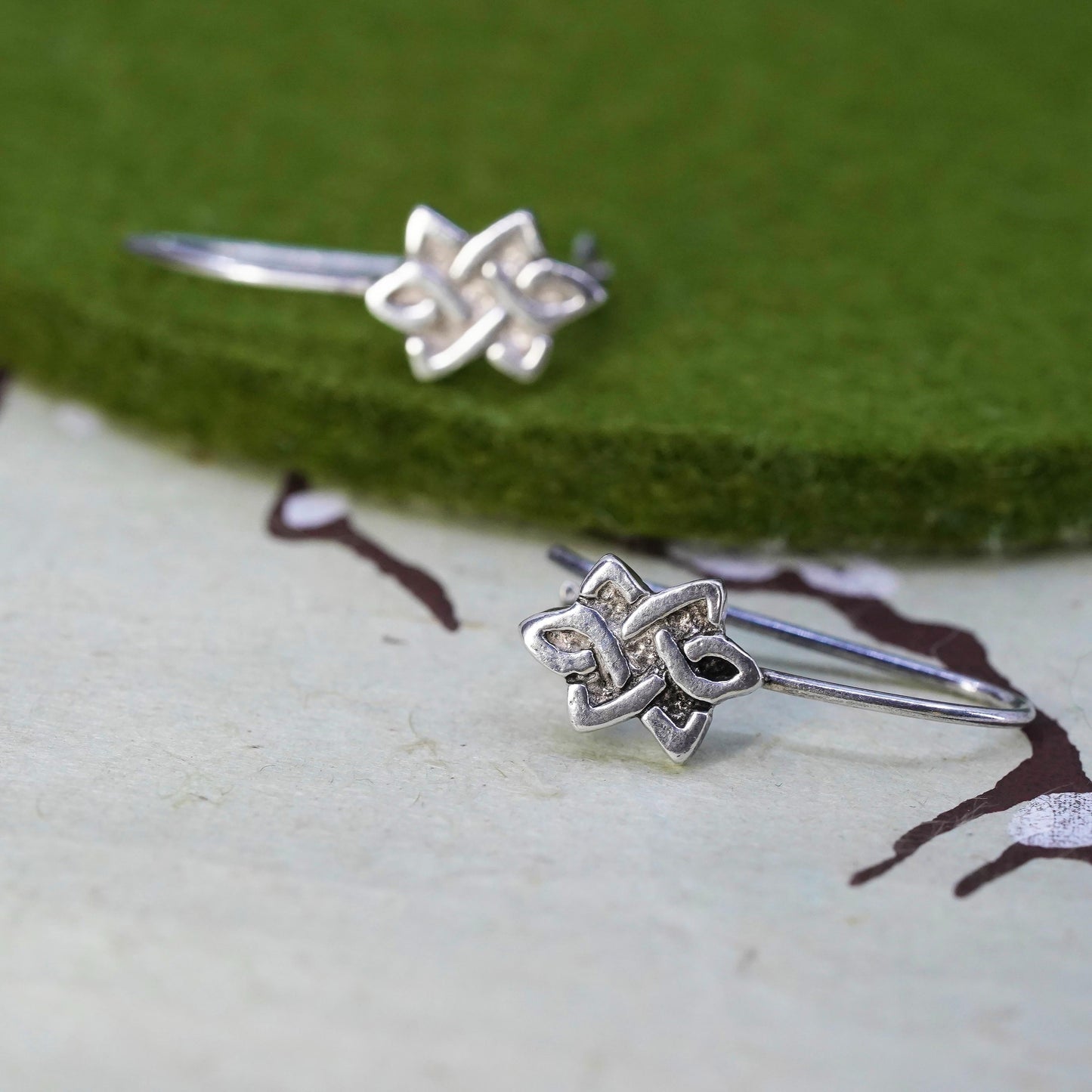 Vintage Irish Sterling silver handmade earrings, 925 Celtic knot dangles