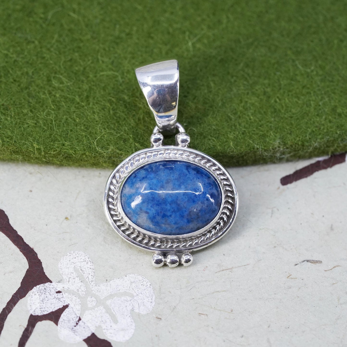 Native American Navajo P.S Frank Sterling Silver 925 pendant denim lapis lazuli