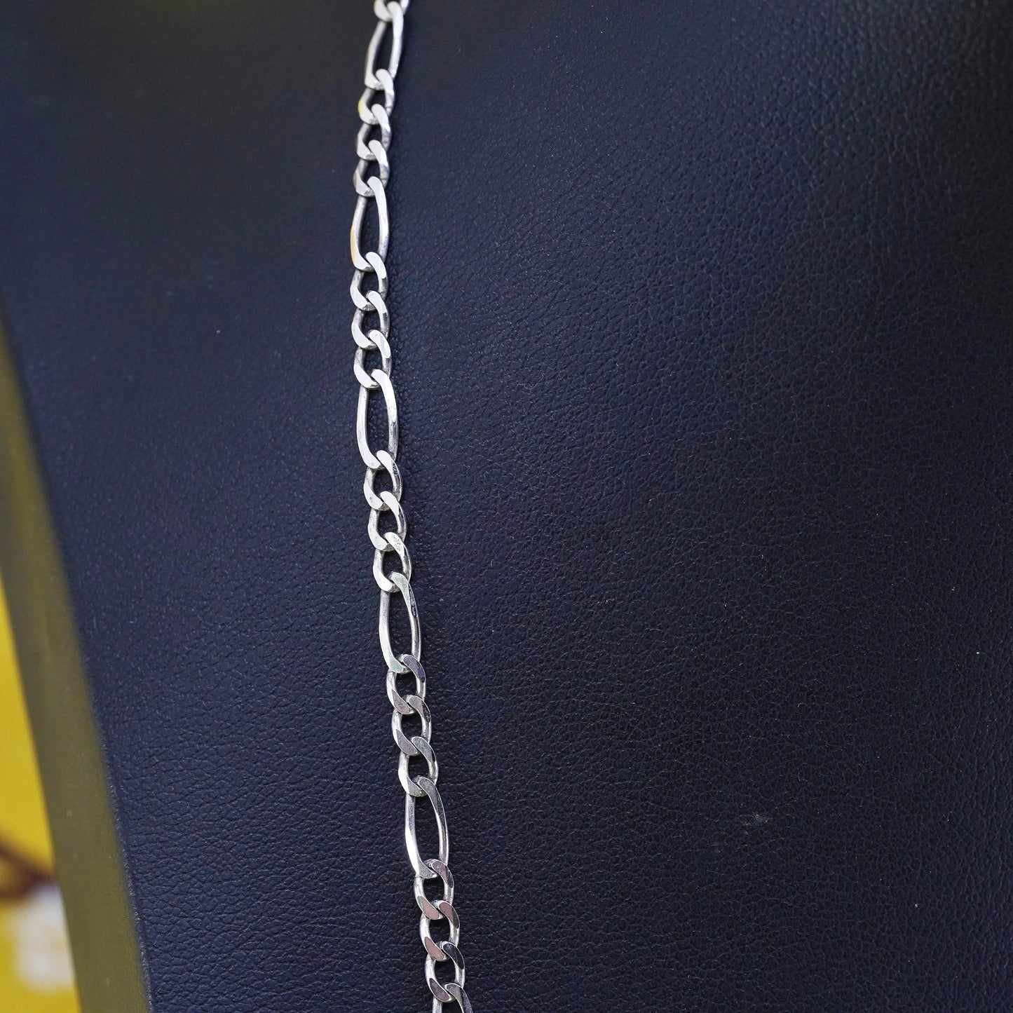 24" 4mm, vintage Italian sterling silver bold elongated chain, 925 necklace