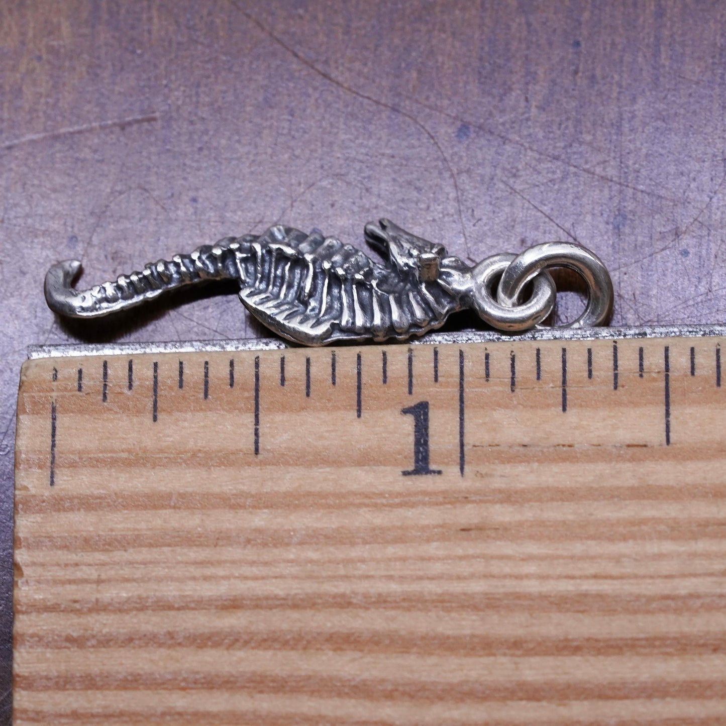 Vintage sterling silver handmade seahorse pendant, 925 silver charm