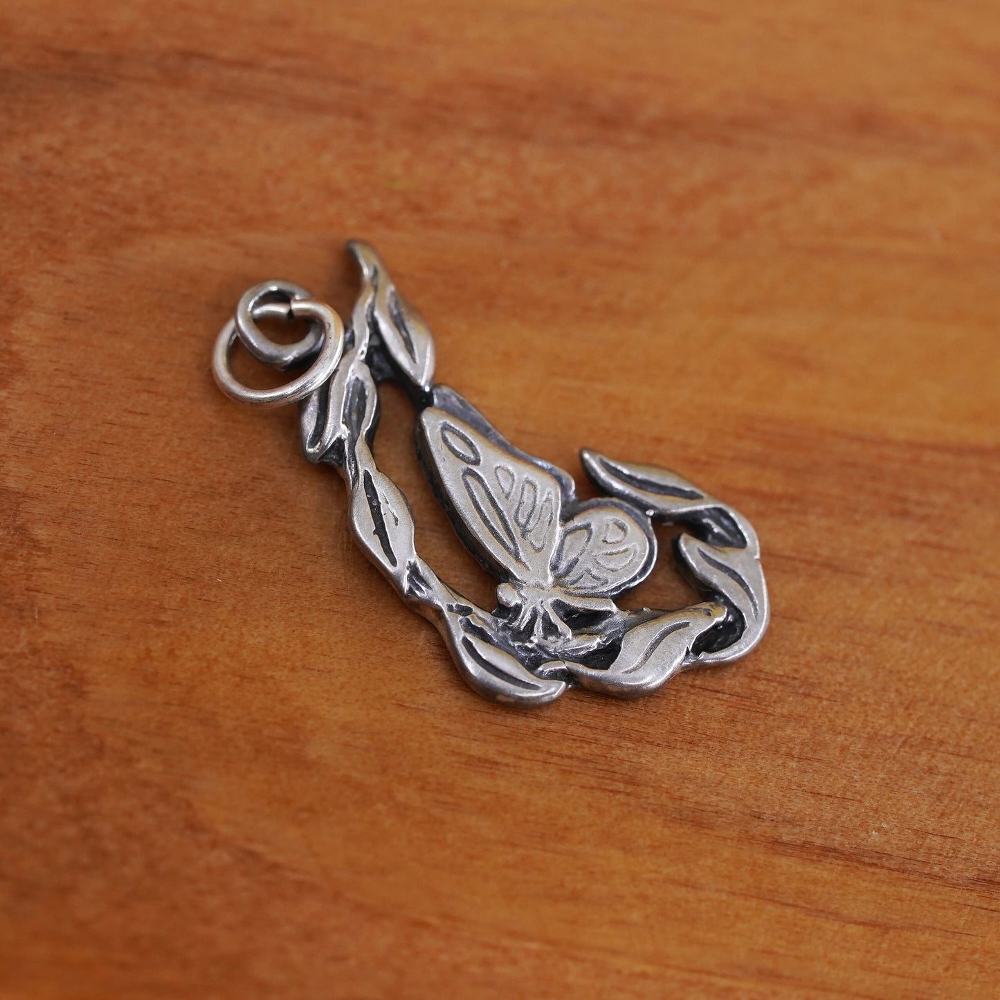 Vintage Sterling silver handmade pendant, 925 cute butterfly charm