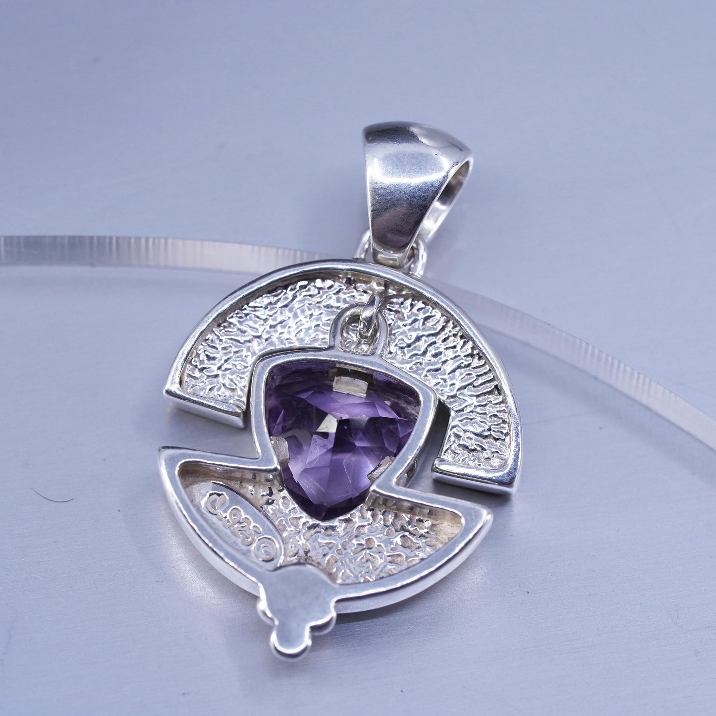 Vintage Relios Carolyn pollack pendant sterling 925 silver enamel amethyst